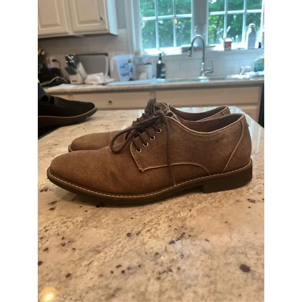 Guess Mens Brown Canvas Lace Uo Oxford Shoes sz 11